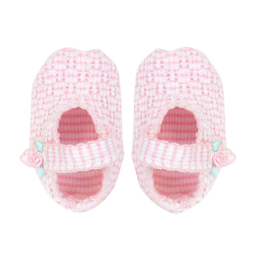 Pink Crib Shoes w/ Rosettes #257R
