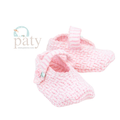 Pink Crib Shoes w/ Rosettes #257R