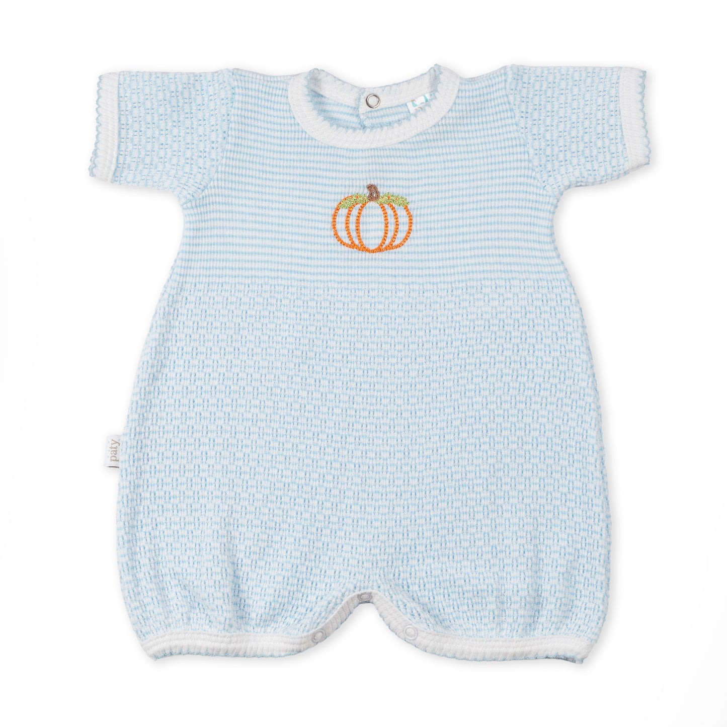 Paty Knit Straight Hem Bubble in Solid Color with Pumpkin Embroidery