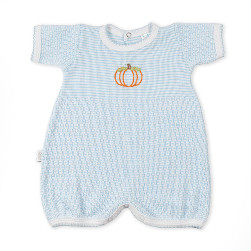 Paty Knit Straight Hem Bubble in Solid Color with Pumpkin Embroidery