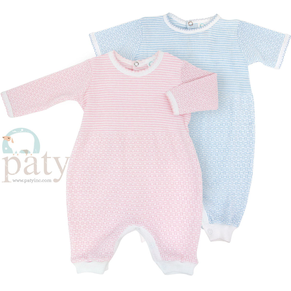Paty Knit Long Sleeve Pinstripe Romper