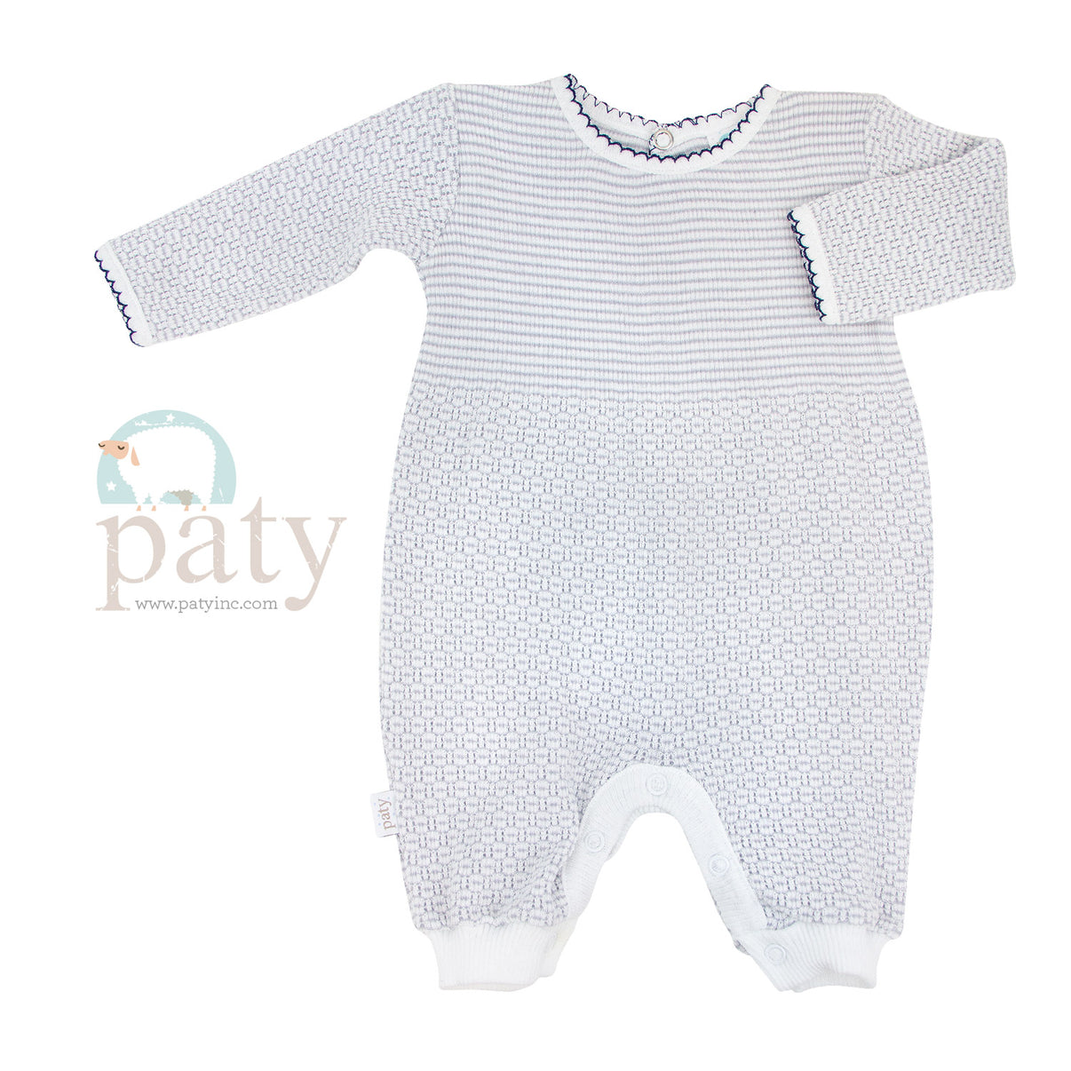 Paty Knit Long Sleeve Pinstripe Romper main image 0