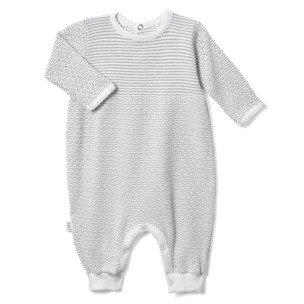 PatyKnit™ Solid Color Long Sleeve Romper