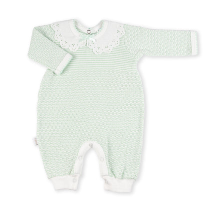 Solid Color Romper with Lace Collar
