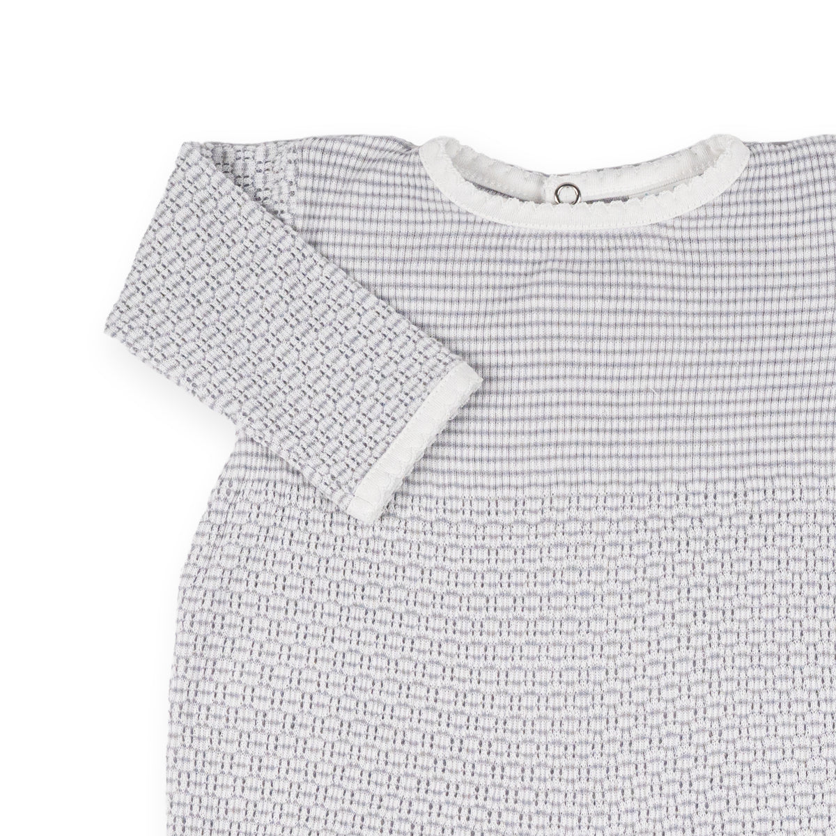 PatyKnit™ Solid Color Romper with Pima Trim