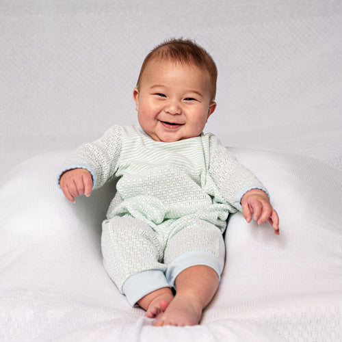 PatyKnit™ Solid Color Romper with Pima Trim