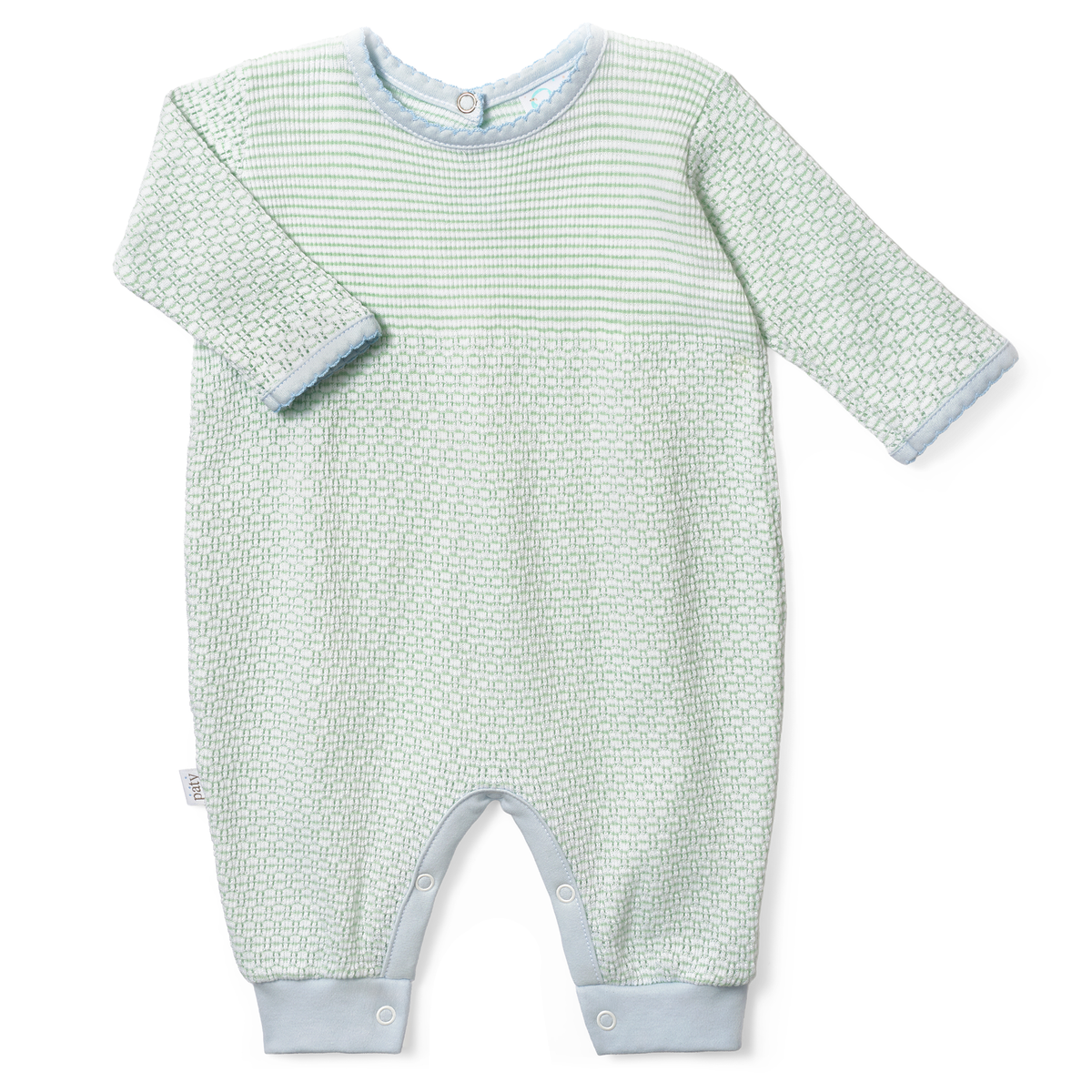PatyKnit™ Solid Color Romper with Pima Trim
