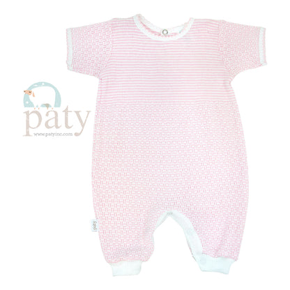 Pink SS Solid Color Romper with Key Hole Back