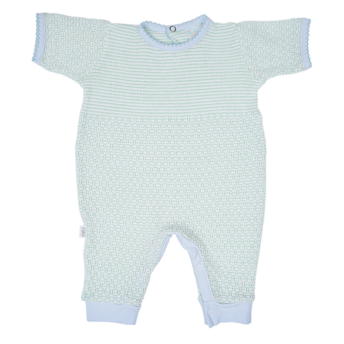 Solid Color Short Sleeve Romper with Pima Trim