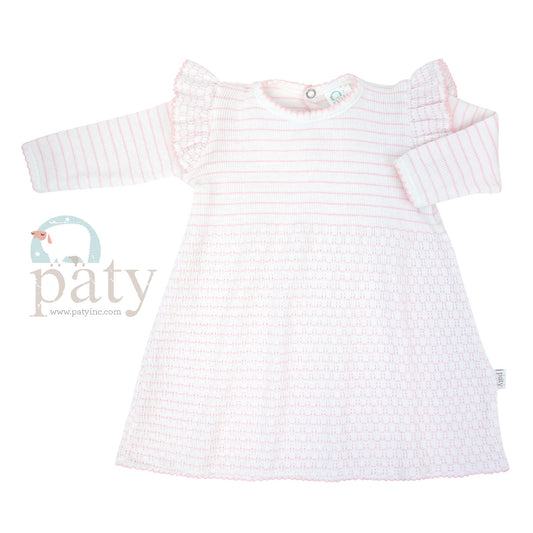 Paty Knit Pinstripe Angel Sleeve Dress #303AL