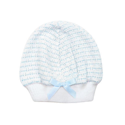 Paty Knit Pinstripe Beanie with Bow