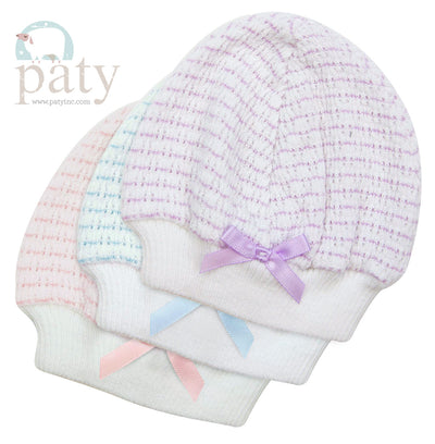 Pinstripe Beanie Cap w/ Bow #305