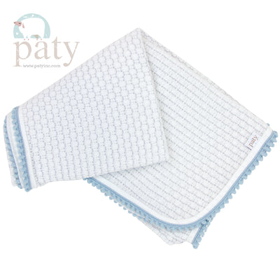 Paty Knit Blanket with Pom Pom Trim #307POM