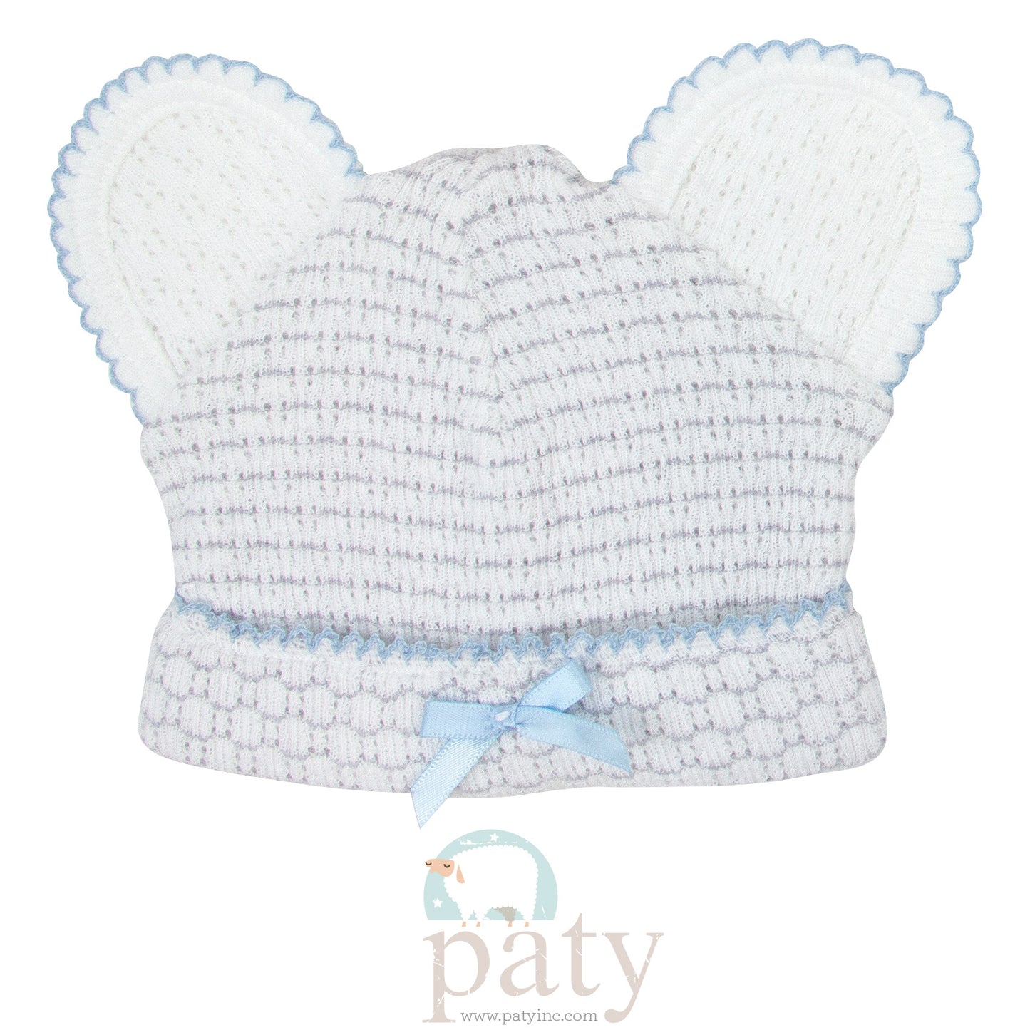 Classic Paty Knit Grey w/ Blue Trim Pinstripe Bear Caps