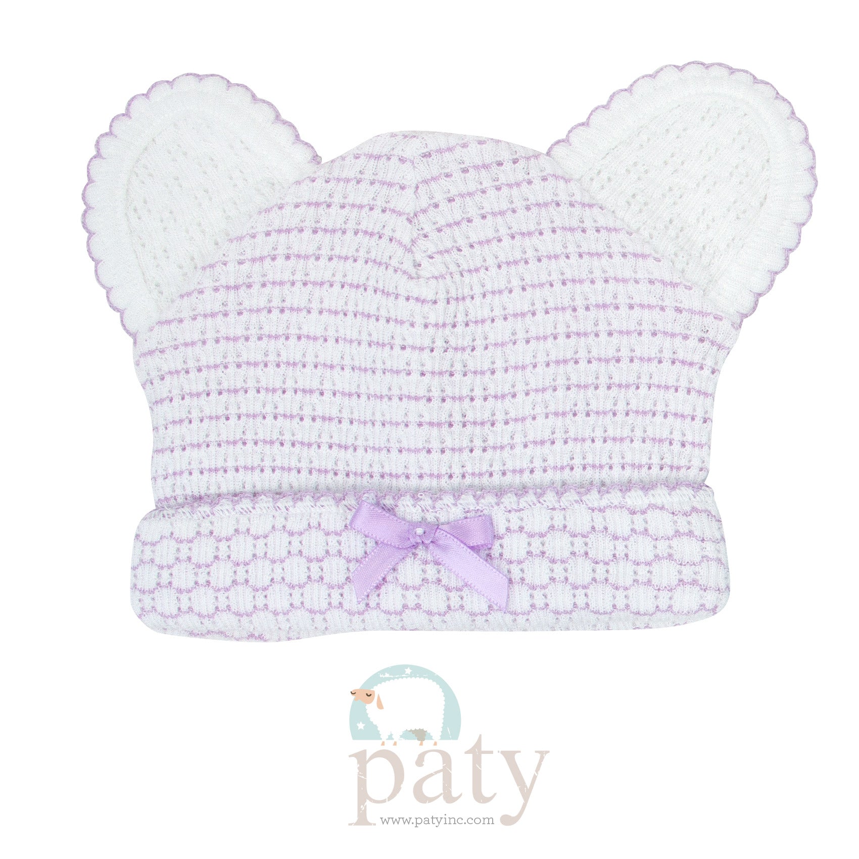 Classic Paty Knit Lavender Pinstripe Bear Caps