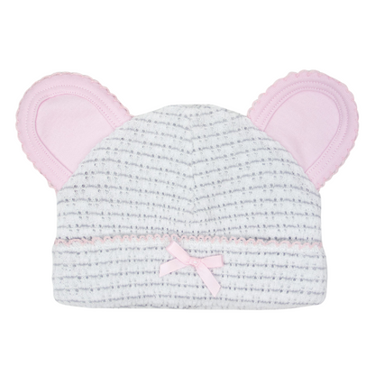 Paty Knit Pinstripe Bear Beanie with Pima Trim