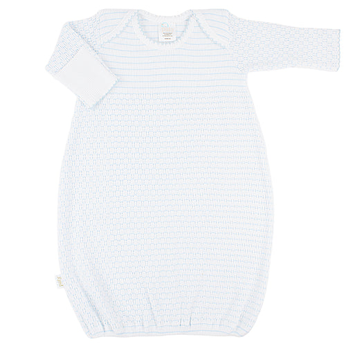 Pinstripe Overlap Shoulder Gown with No Bow