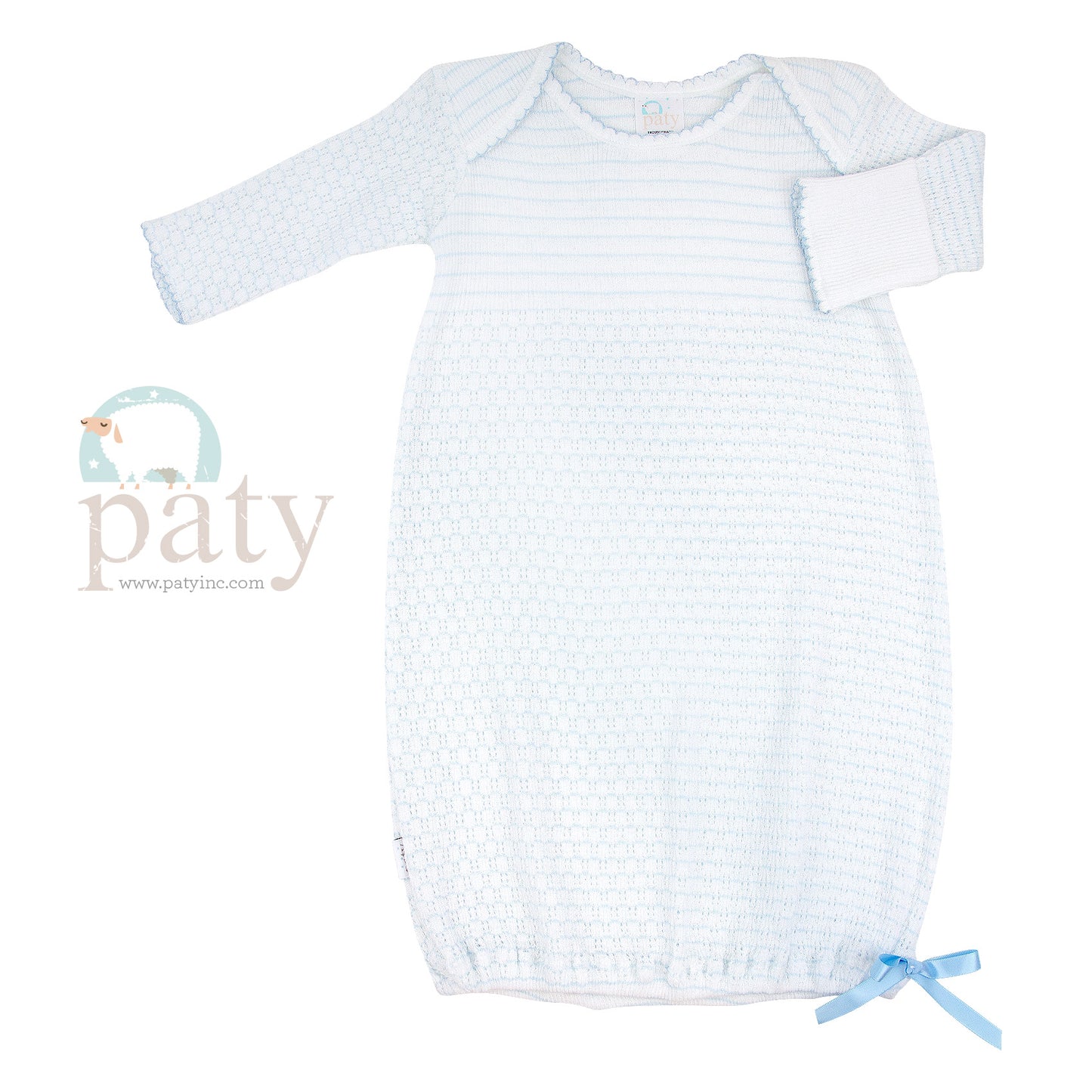 Pinstripe Paty Knit LS Lap Shoulder Gown #315