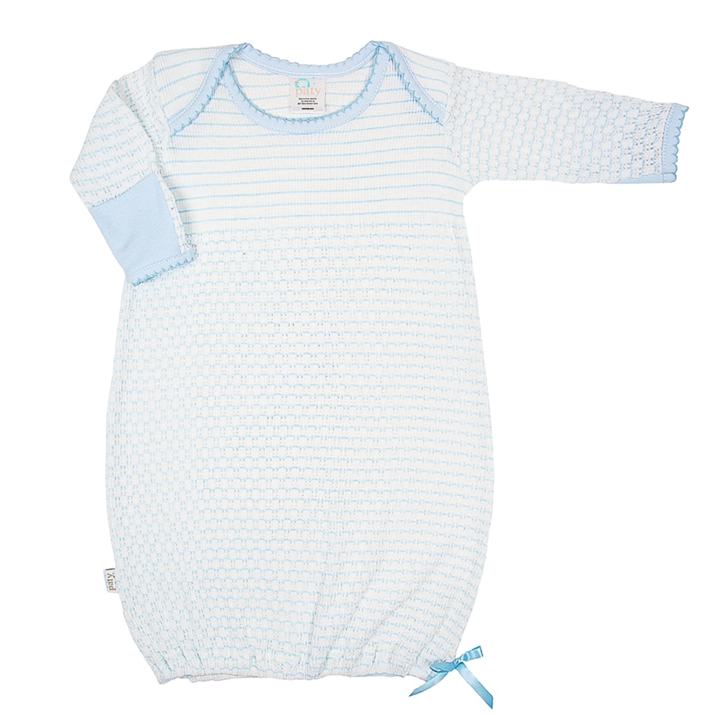 Pinstripe Overlap Shoulder Gown with Pima Trim