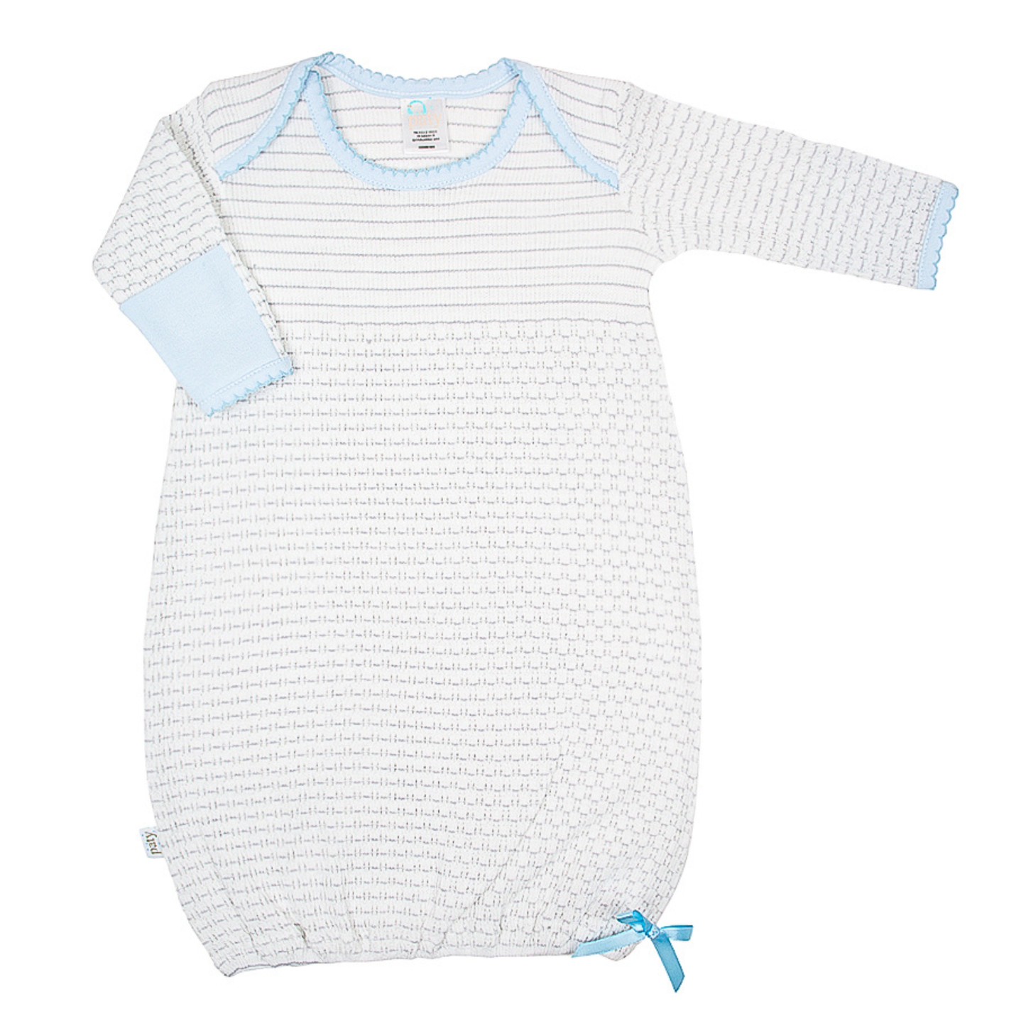 Pinstripe Overlap Shoulder Gown with Pima Trim