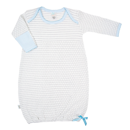 Pinstripe Overlap Shoulder Gown with Pima Trim