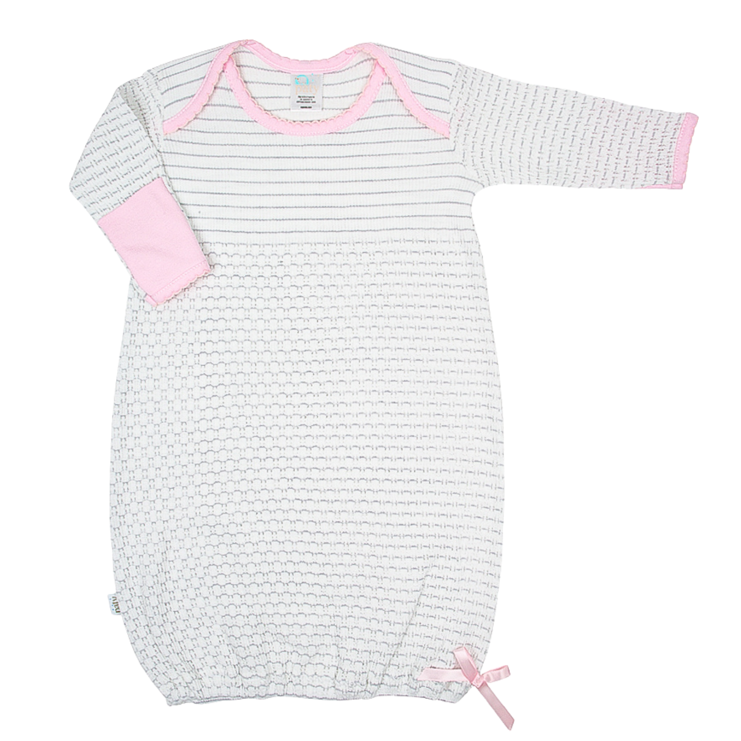 Pinstripe Overlap Shoulder Gown with Pima Trim