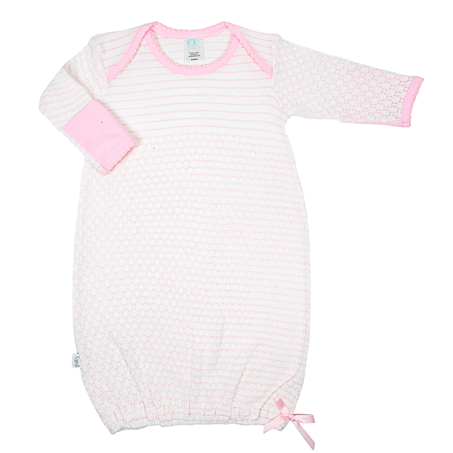 Pinstripe Overlap Shoulder Gown with Pima Trim