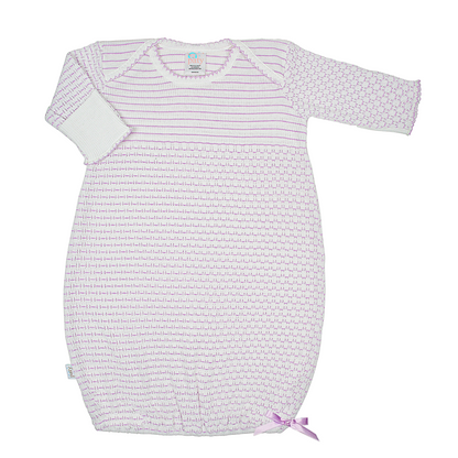 Paty Knit Overlap Shoulder Gown, (Pinstripe with Bow) #315