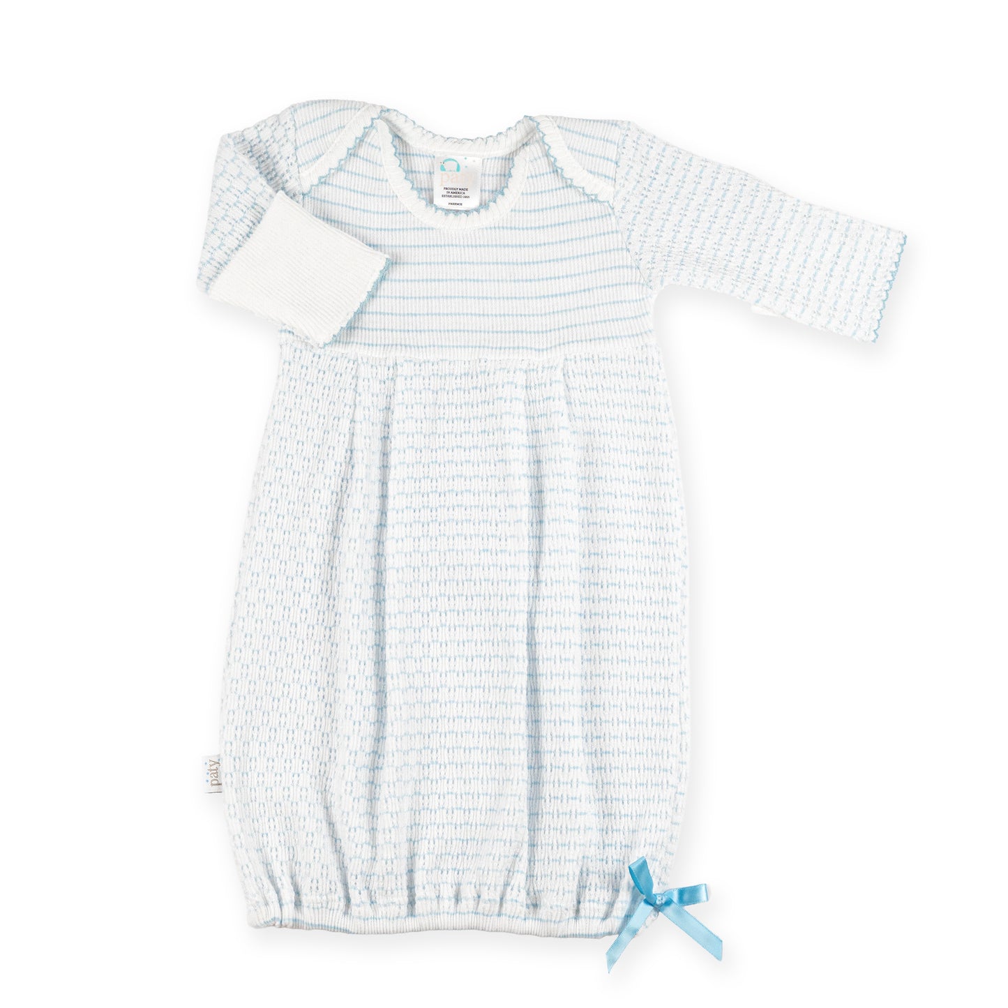 PatyPort™ Pinstripe Overlap Shoulder Gown