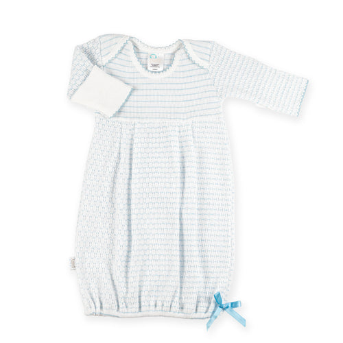 PatyPort™ Pinstripe Overlap Shoulder Gown
