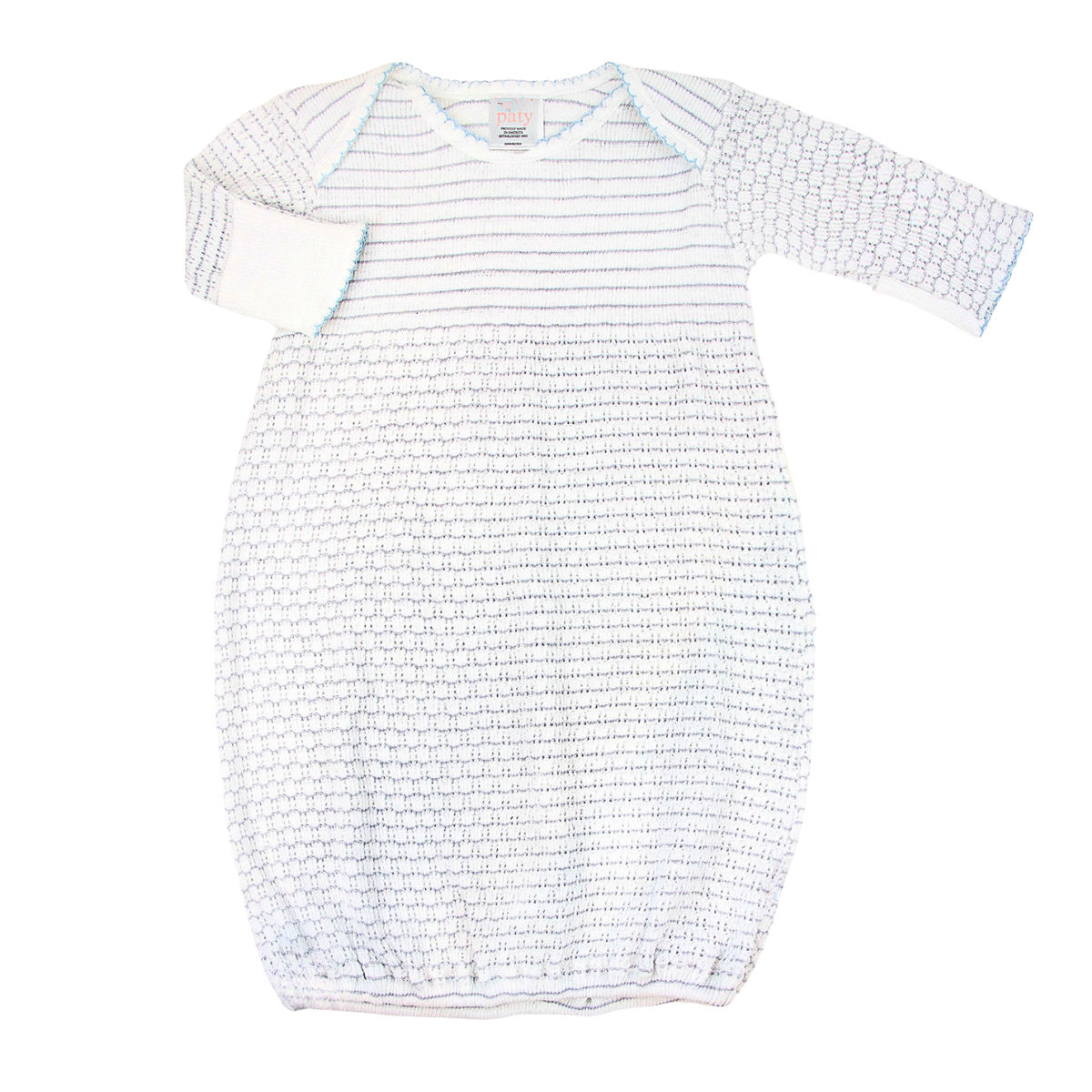 Paty Knit Overlap Shoulder Gown, (Pinstripe, No Bow) #315X