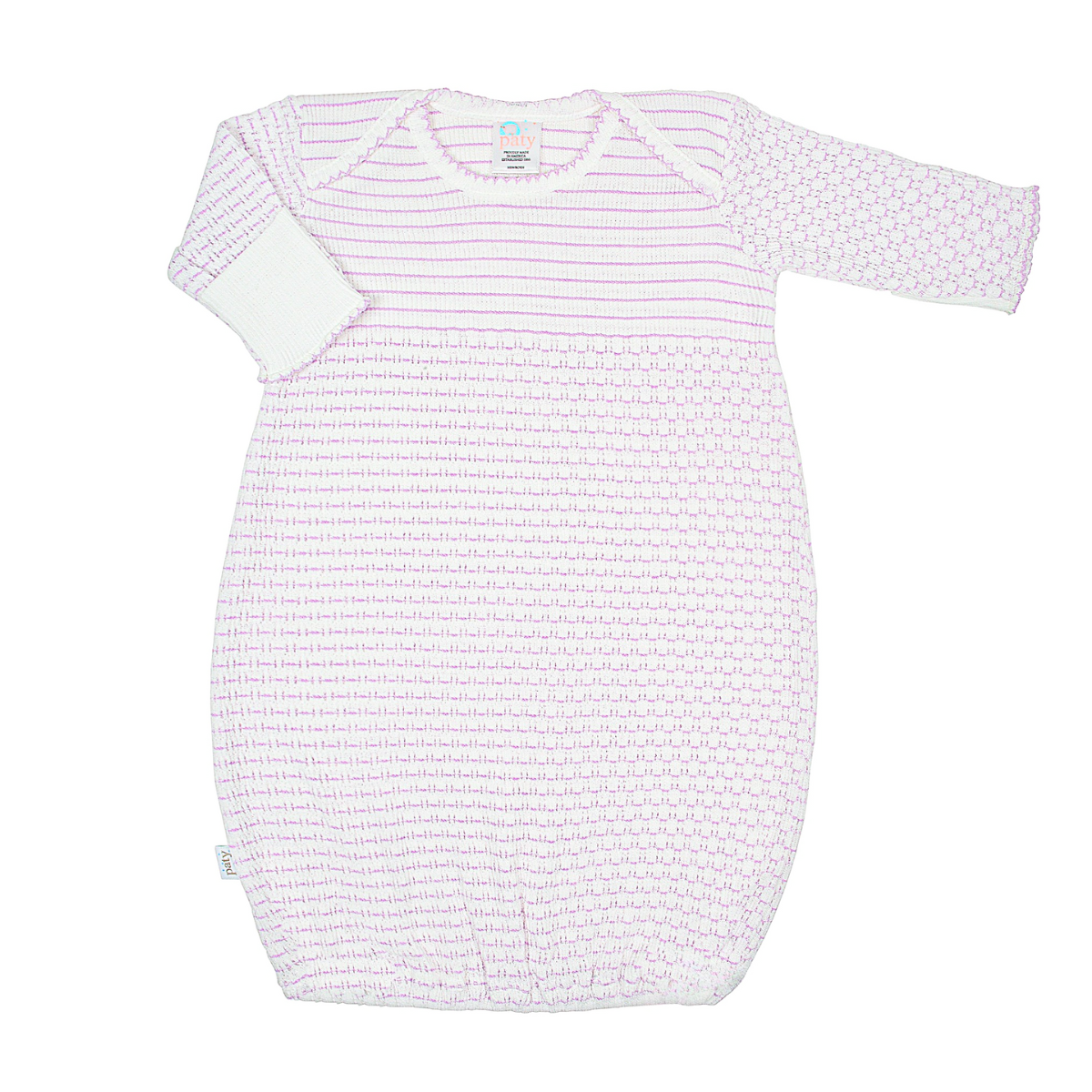 Paty Knit Overlap Shoulder Gown, (Pinstripe, No Bow) #315X