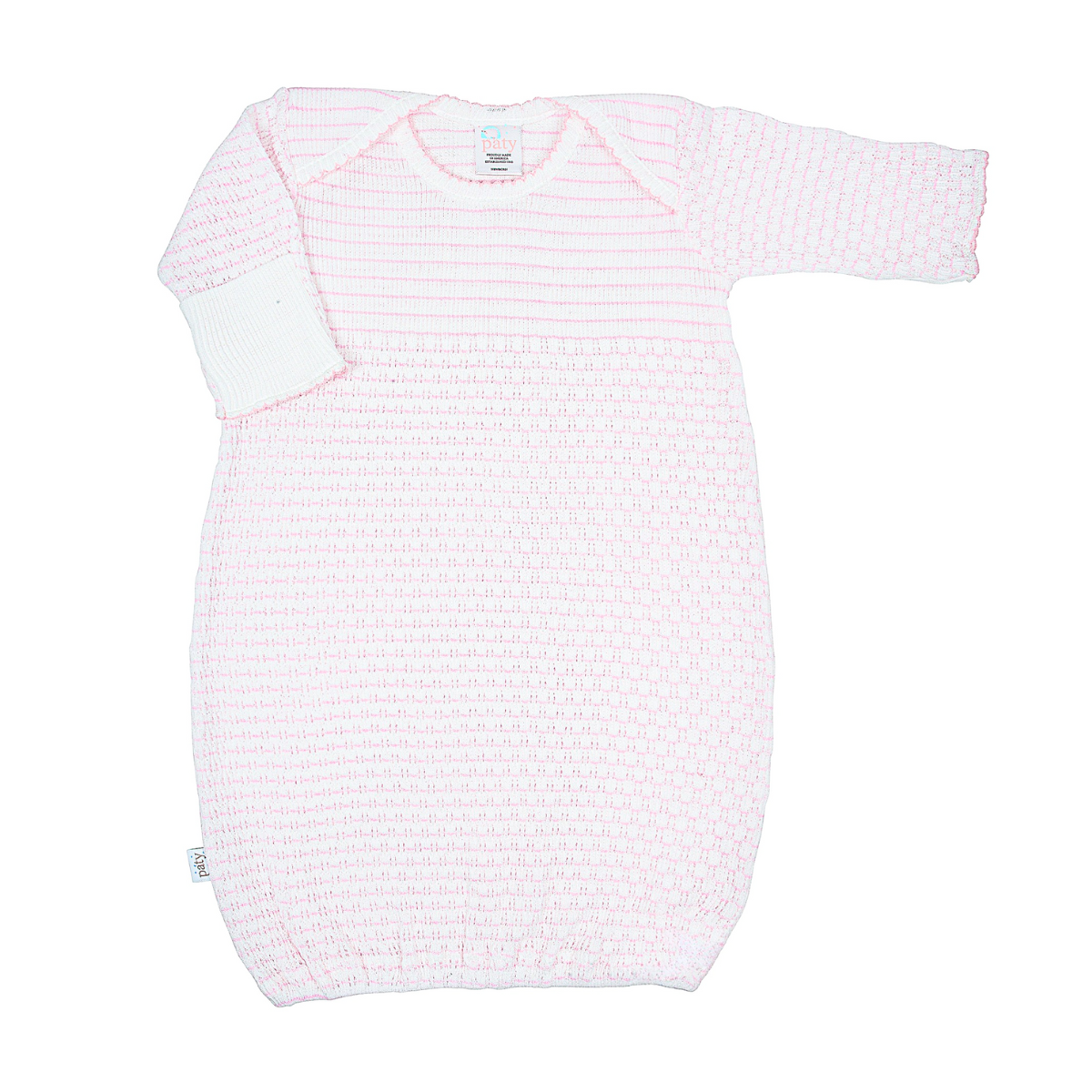 Paty Knit Overlap Shoulder Gown, (Pinstripe, No Bow) #315X