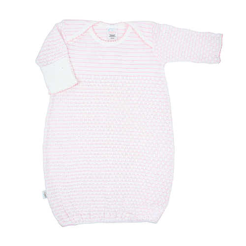 Paty Knit Overlap Shoulder Gown, (Pinstripe, No Bow) #315X