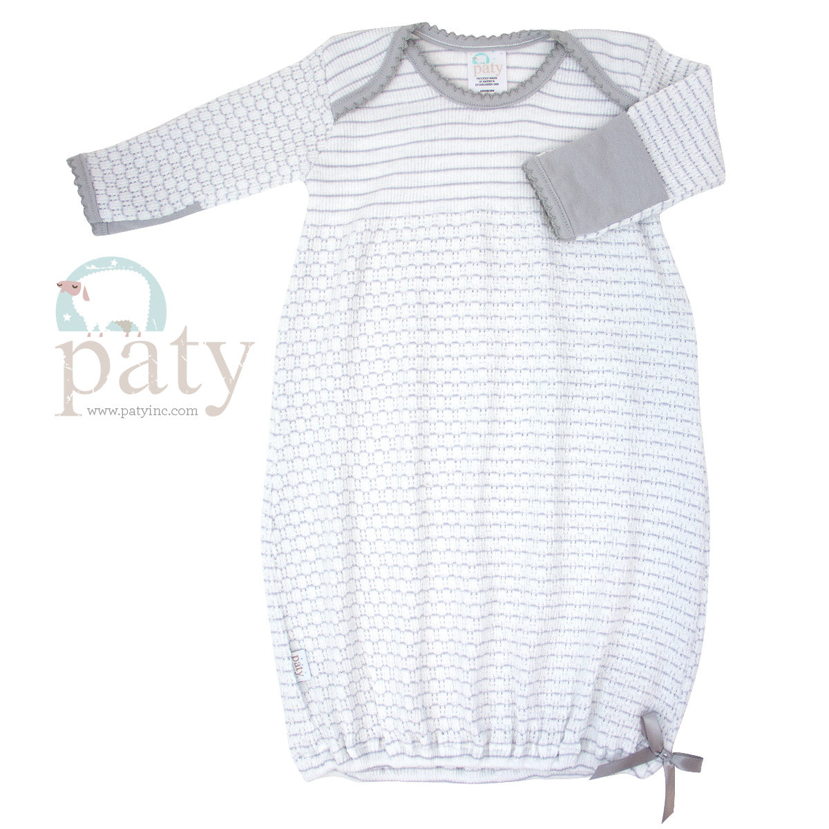 Pinstripe Paty Knit LS Lap Shoulder Gown w/ Pima Trim Options #315J