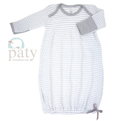 Pinstripe Paty Knit LS Lap Shoulder Gown w/ Pima Trim Options #315J