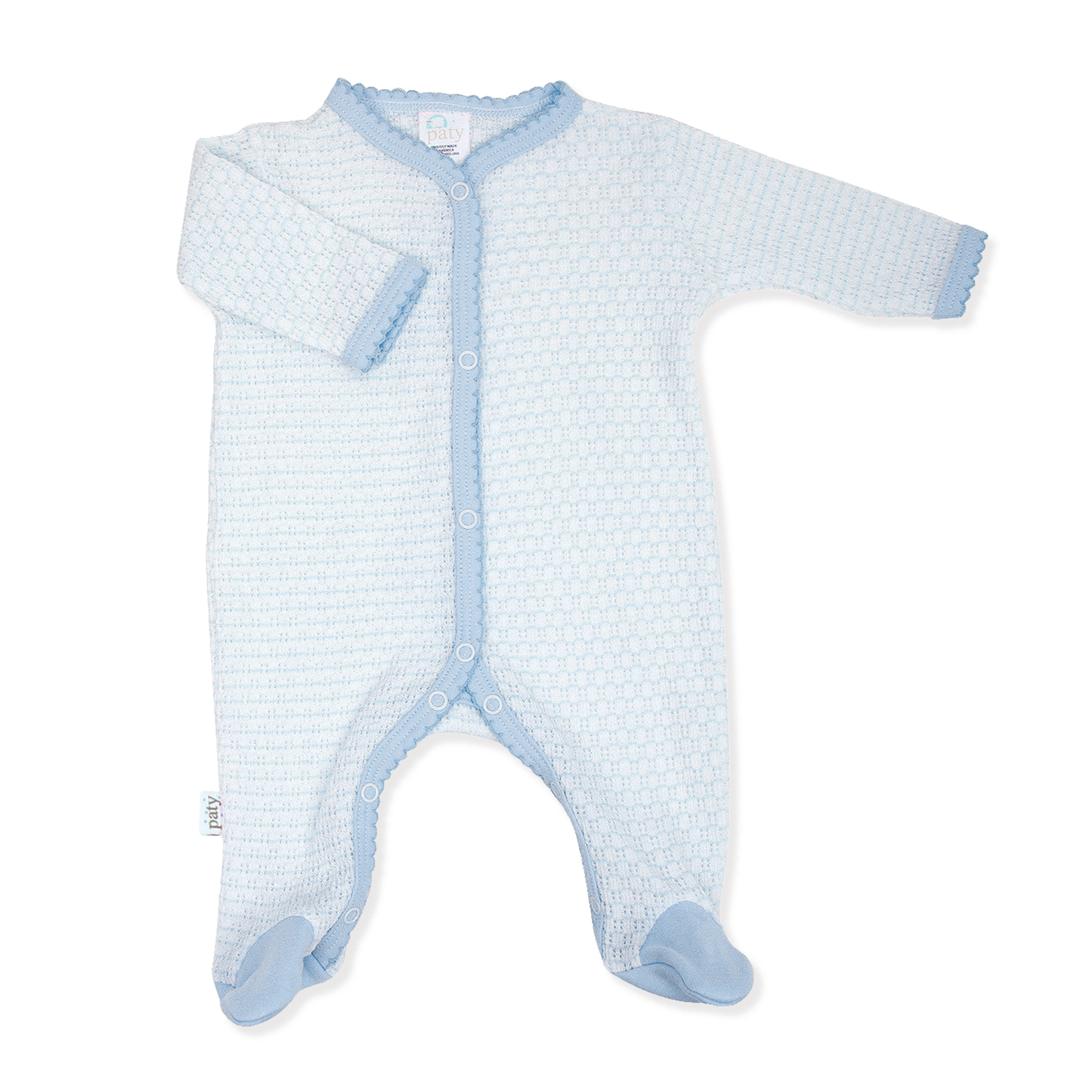 Paty Knit Pinstripe Footie with Pima Trim