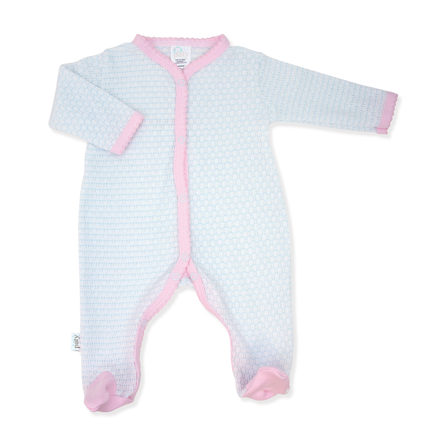 Paty Knit Pinstripe Footie with Pima Trim