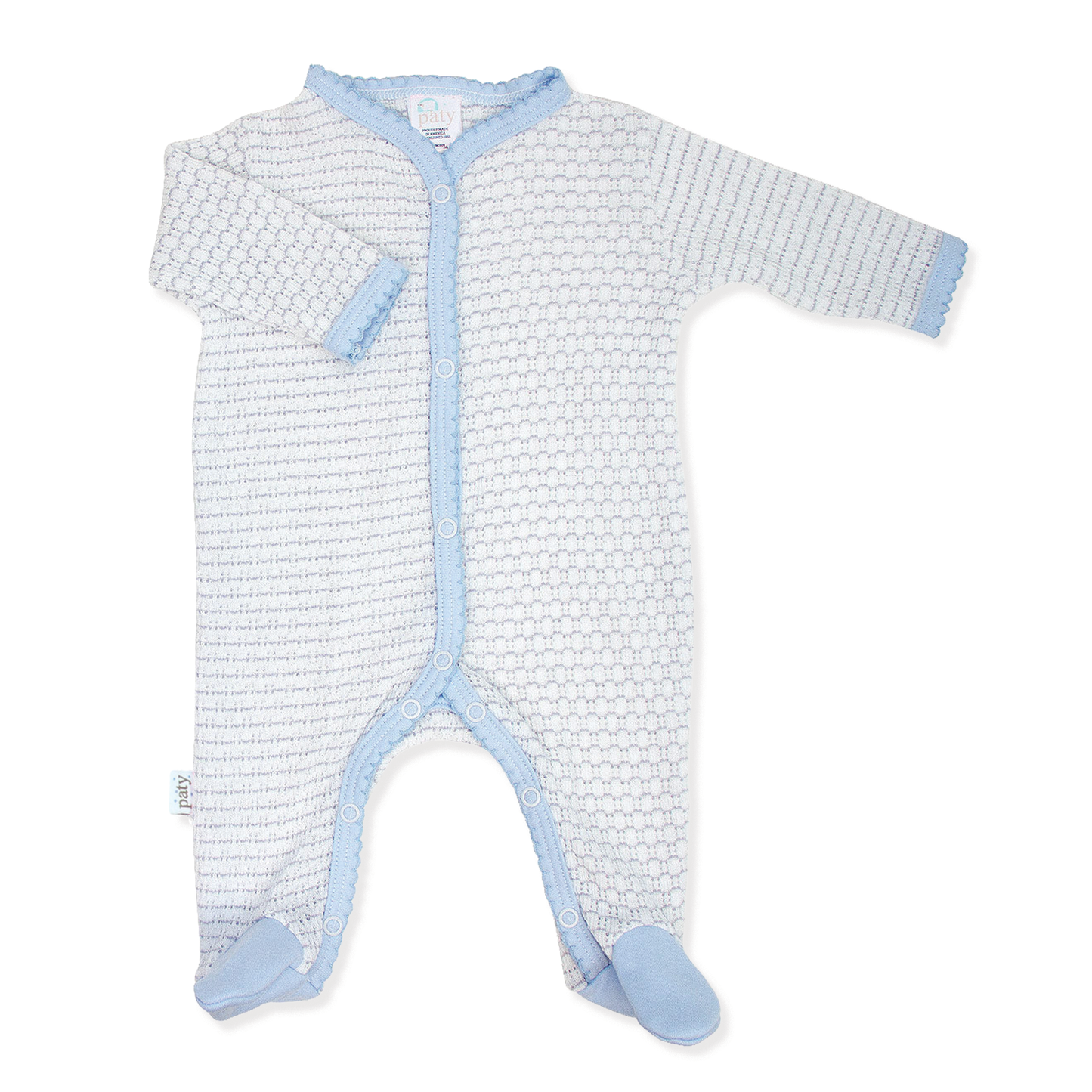Paty Knit Pinstripe Footie with Pima Trim
