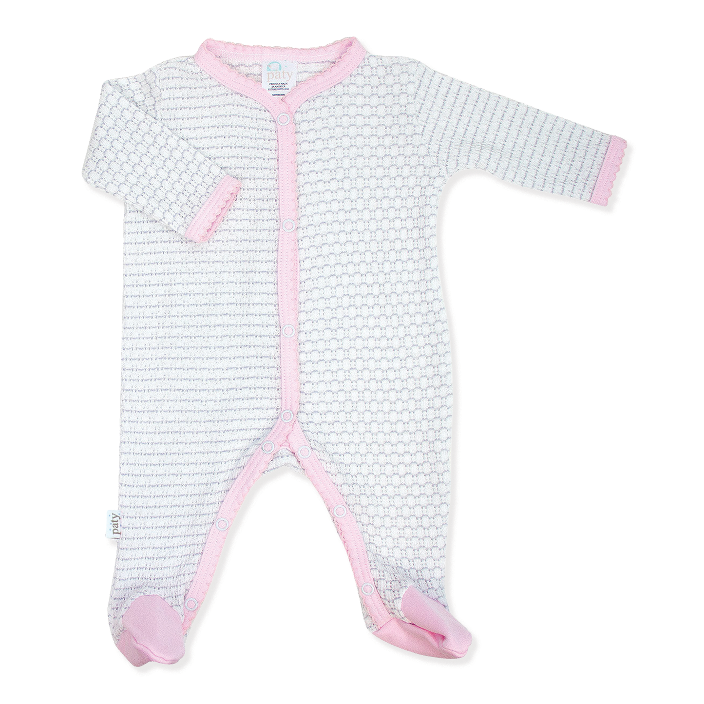 Paty Knit Pinstripe Footie with Pima Trim