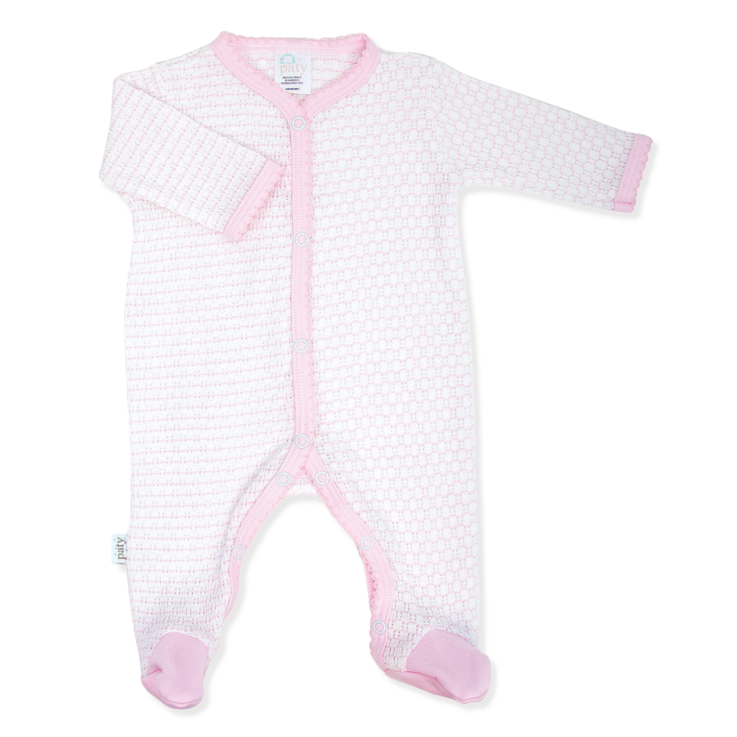 Paty Knit Pinstripe Footie with Pima Trim