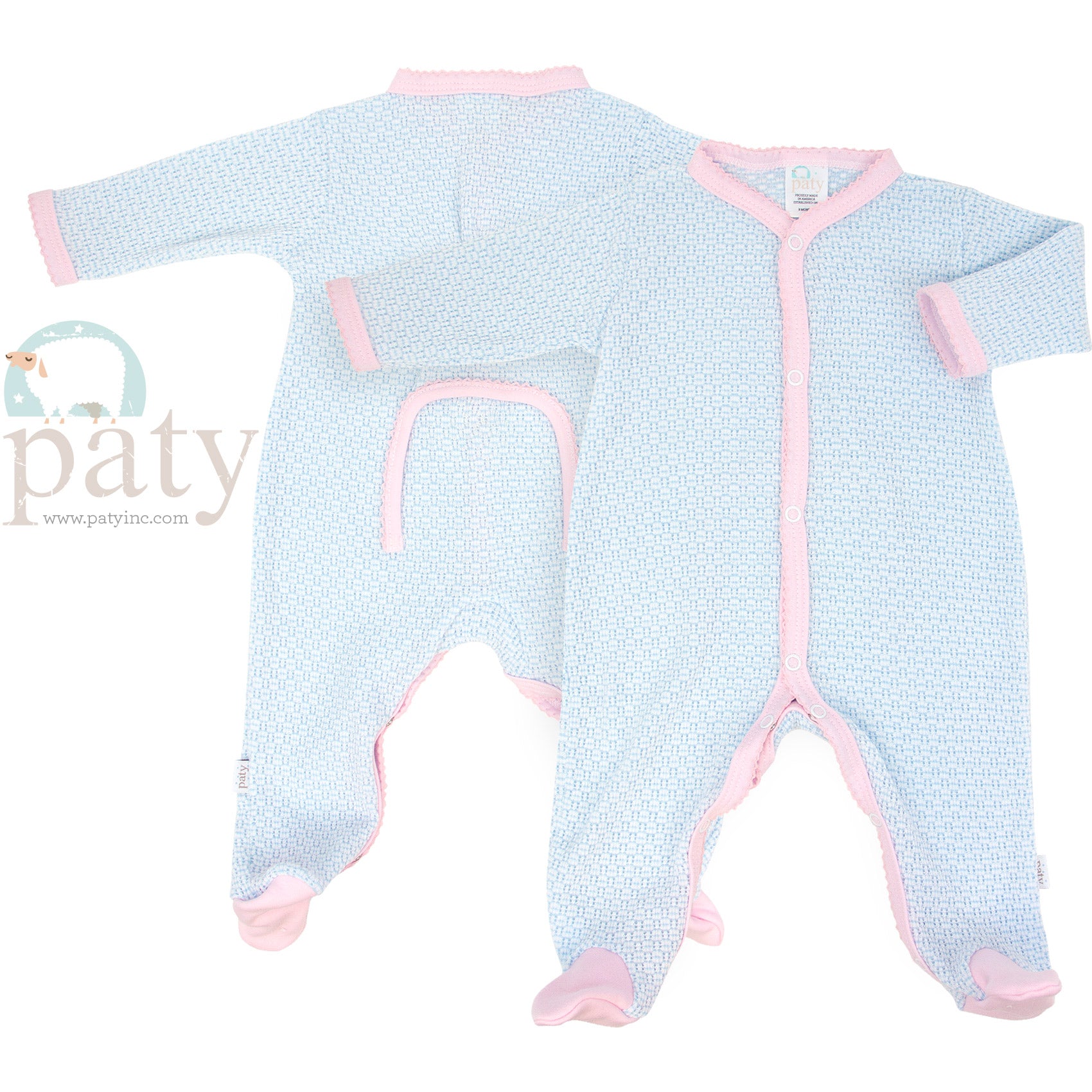 Paty Blue and Pink Drop Seat Footie