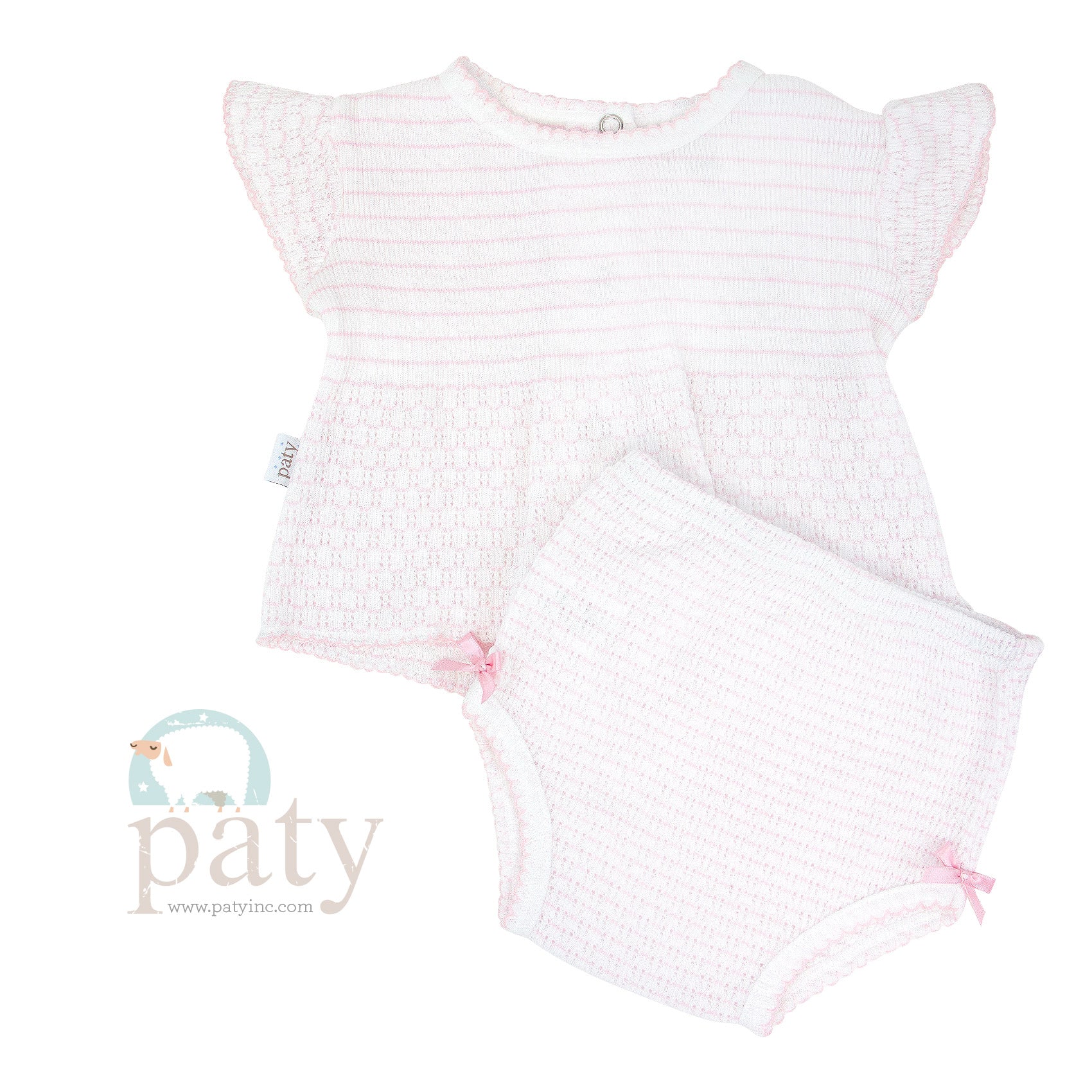 Pinstripe Pink 2pc Set SS Top with Panty