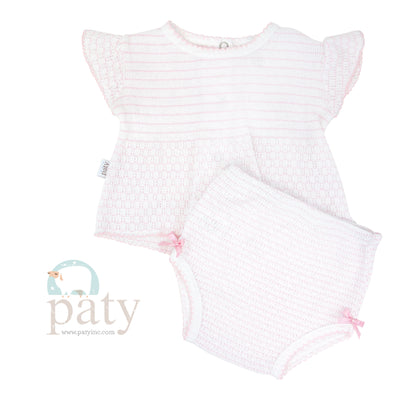 2 PC Set, Pinstripe SS Top (Snaps in Back) with Diaper Cover