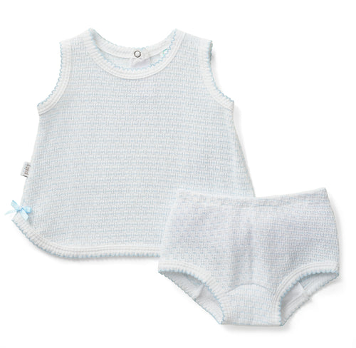 Paty Knit Pinstripe Sleeveless Diaper Set