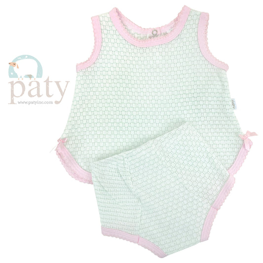 Paty Pinstripe 2 PC Set, Sleeveless Top with Trim Options and Diaper Cover