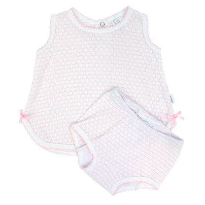 Paty Knit Pinstripe Sleeveless Diaper Set