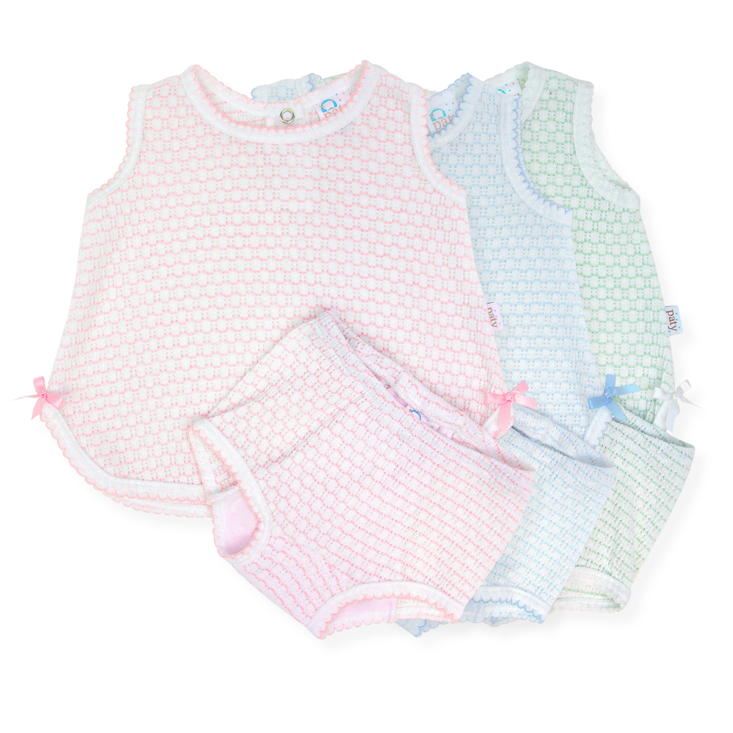 Paty Knit, 2 PC Diaper Set with or without bows #336X, #336