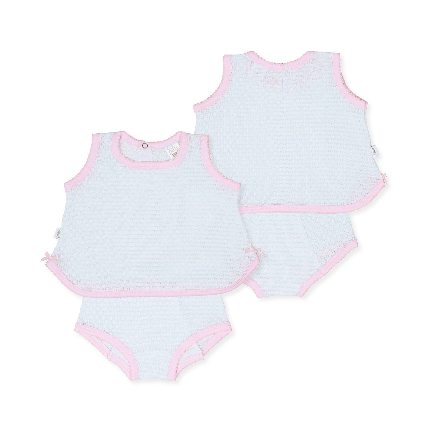 Paty Knit, 2 PC Sleeveless Diaper Set With And Without Bow