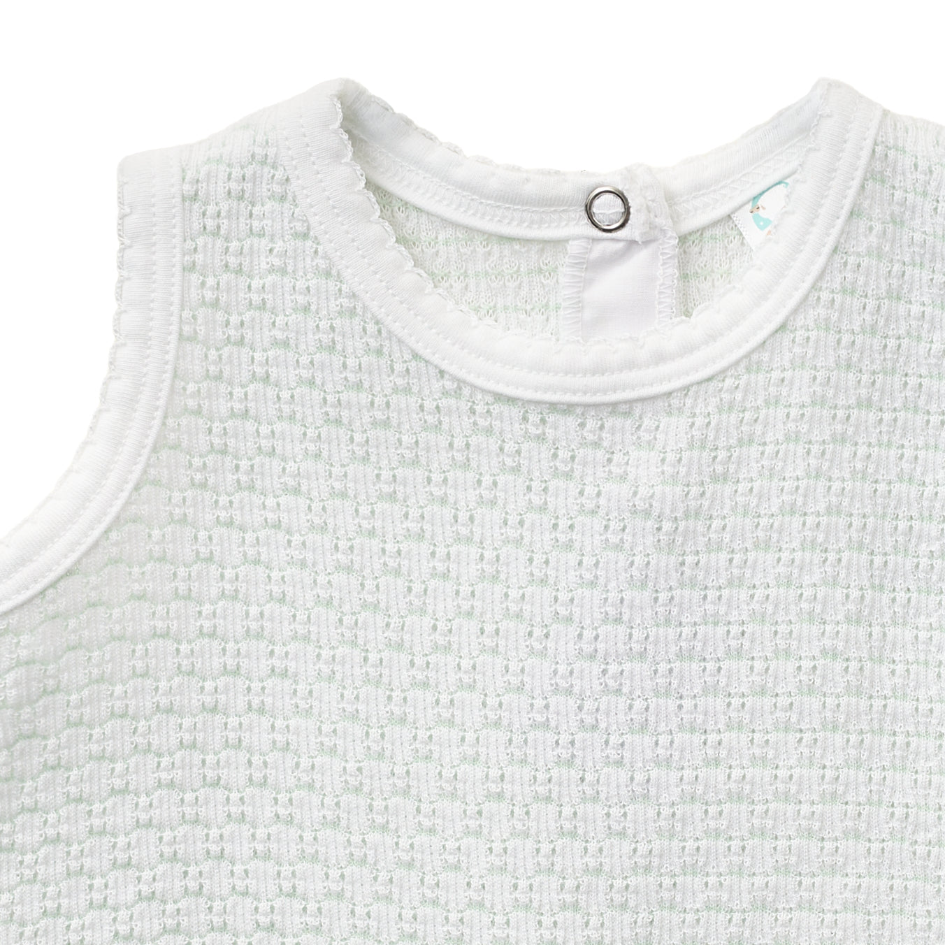 Paty Knit Pinstripe Sleeveless Diaper Set with Pima Trim